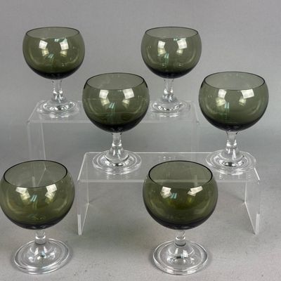 Fostoria Smoke Green Glass Goblets