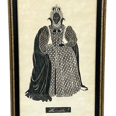 Elizabeth I Relief Block Print