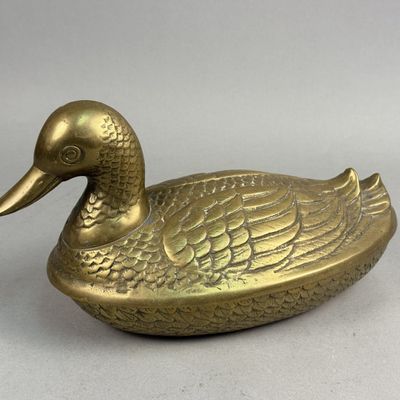 Korean Brass Lidded Duck Box