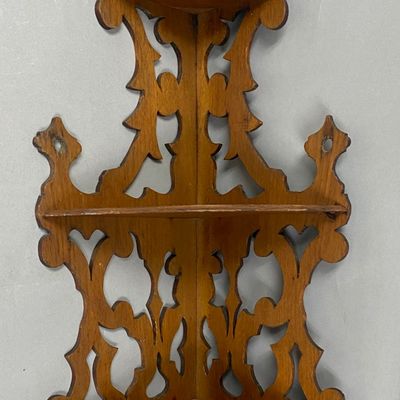 Victorian Three-Tier Fretwork Corner Shelf