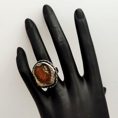 Sterling Fire Agate Ring 9.3 Grams