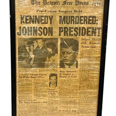 Detroit Free Press JFK Assassination Extra Newspaper
