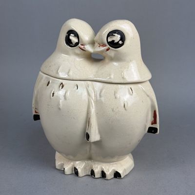 Earthenware Nuzzling Penguin Cookie Jar