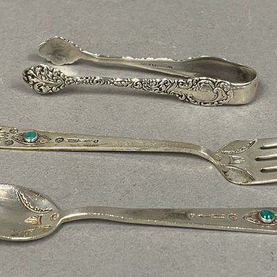Wallace Sterling Grande Baroque Tongs & Southwestern Flatware