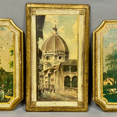 Three Gilded Florentine Wood Plaques