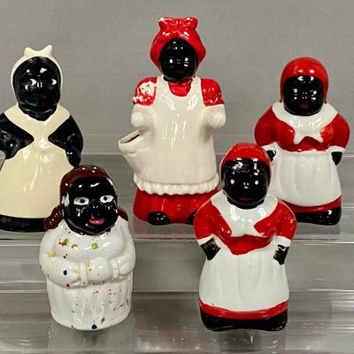 5 Black Americana Ceramic Figurine Assortment