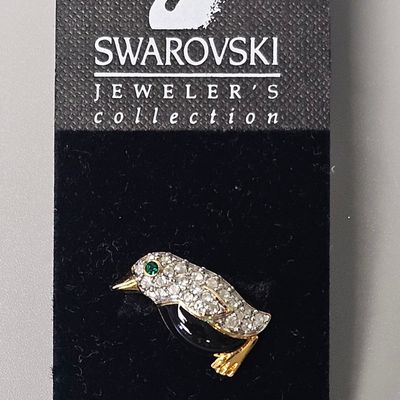 Swarovski Gold-Tone Crystal Penguin Pin