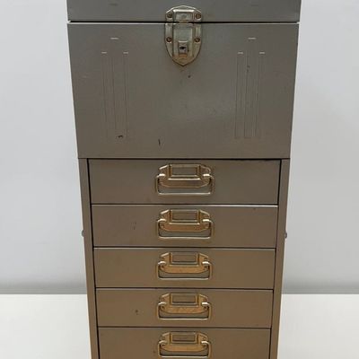 Hammered Steel Multi-Drawer Storage Cabinet