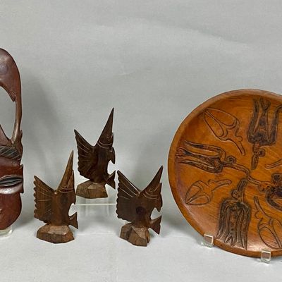 Assorted Carved Wooden Decorative Objects