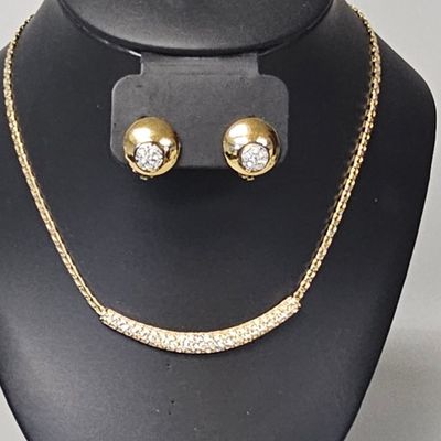 Swarovski Gold-Plated Pave Crystal Necklace & Earrings