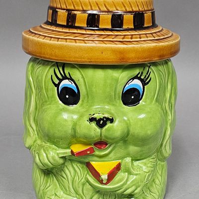 Japan Ceramic Green Dog Cookie Jar