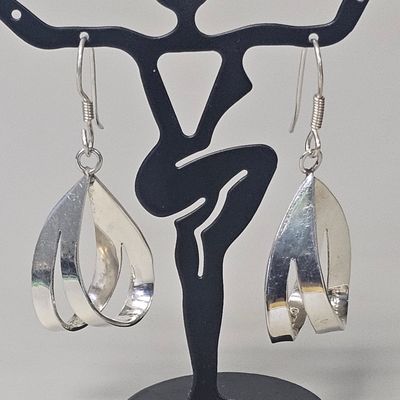 Mexican Sterling Silver Drop Earrings 9.7 Grams
