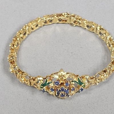 14K  Sapphire & Enamel Bracelet 23.5 Grams