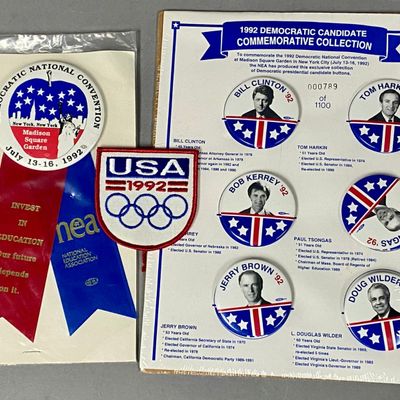 1992 DNC Commemorative Buttons & Financial Ephemera
