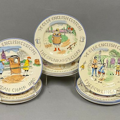 Twelve Ye Olde English Customs Plates