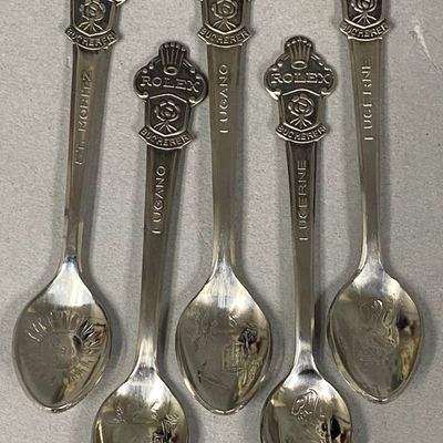 5 Rolex Bucherer Silver-Plated Souvenir Spoons