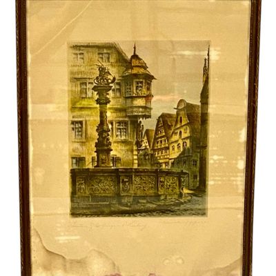 Ernst Zipperer Rothenburg Fountain Etching