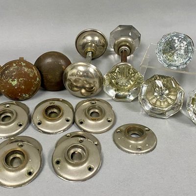 Antique Glass and Metal Door Hardware
