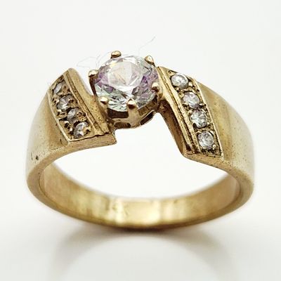 14K Gold Bypass CZ Ring 3.6 Grams