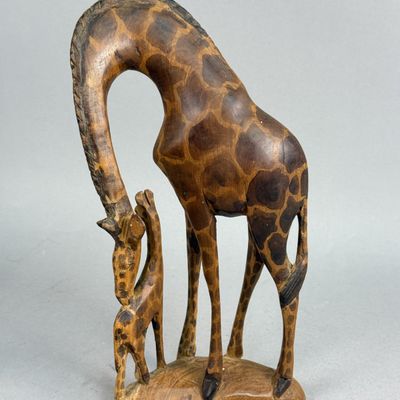 Kenyan Wood Arched-Neck Giraffe Sculpture