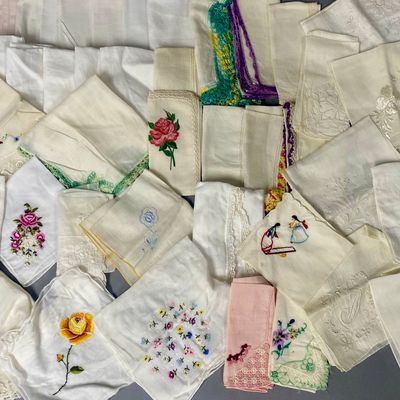 40 Assorted Vintage Handkerchiefs