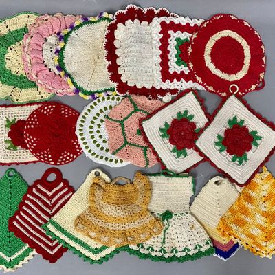 Eighteen Vintage Hand-Crocheted Pot Holders