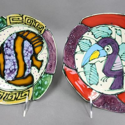 Glazed Ceramic Tropical Plates