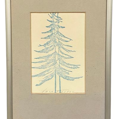 Gwen Frostic Evergreen Linocut Print