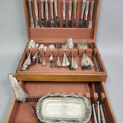Silver-Plated Flatware & Chest