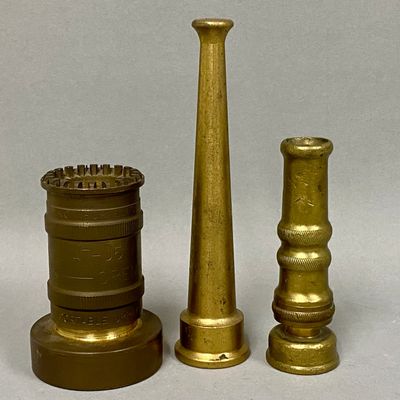 Three Industrial Brass Fire Nozzles