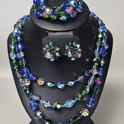 Avon Silver-Tone Faceted Glass Jewelry