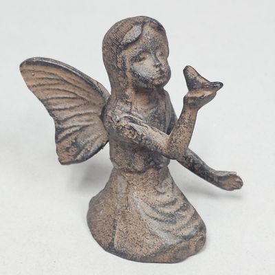 Cast Iron Kneeling Fairy Figurine