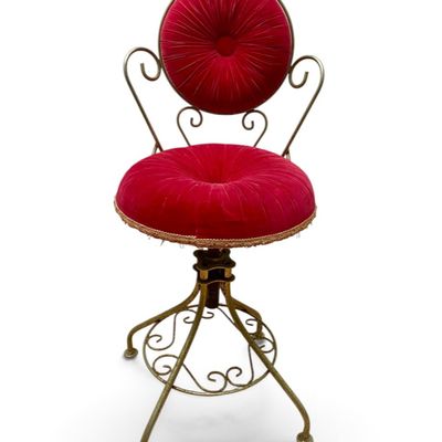Delta Metal Industries Gilt Metal Swivel Vanity Chair