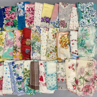 Assortment of 30 Vintage Handkerchiefs