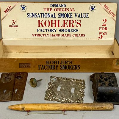 Kohler's Wood Cigar Box & Cast Iron Hardware