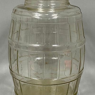 Large Duraglas Glass Barrel Jar