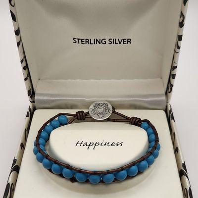 Sterling Blue Bead Wrap Bracelet