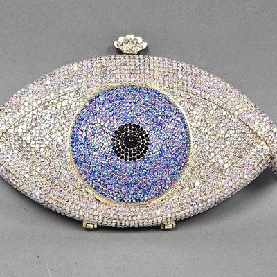 Rhinestone Evil Eye Novelty Clutch