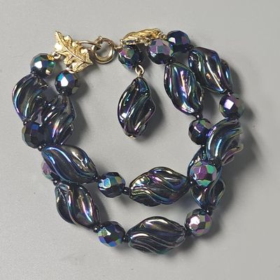 Castlecliff Iridescent Glass Two-Strand Bracelet