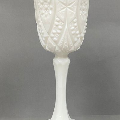 Kemple Yutec Pattern Milk Glass Chalice