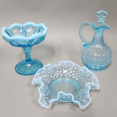 Trio of Fenton Blue Glass