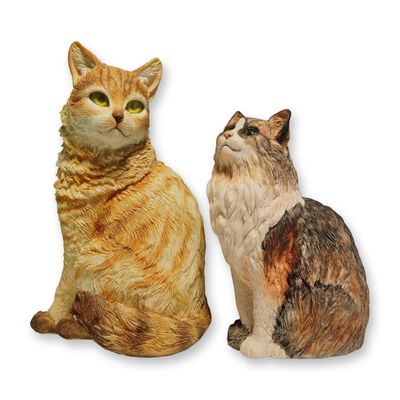 2pc Country Artists and Border Fine Arts Tabby Cat Figurines