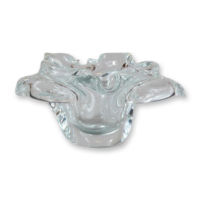 Murano Style Clear Glass Butterfly Dish