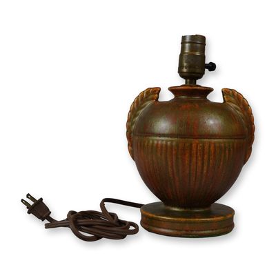 American Art Pottery Mottled Glaze Urn-Form Table Lamp Base