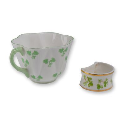 2pc Shelley and Lane End Shamrock Cup and Napkin Ring