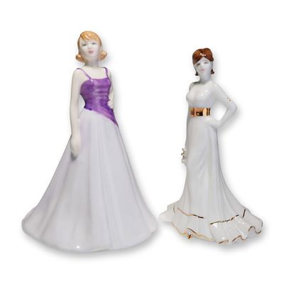 2pc Royal Doulton and Coalport Porcelain Figurines, Free Spirit and Tiffany