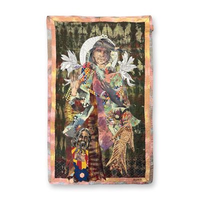 Penny Sisto (Scottish, b. 1941) Mixed Media Textile Wall Quilt, Athena, 1998