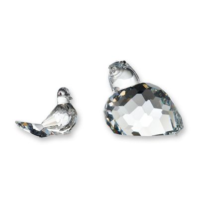 2pc Swarovski Crystal Partridge and Fantail Dove Figurines