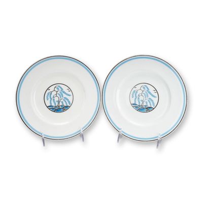 Pair of Wedgwood Plates with Stylized Willow Decoration