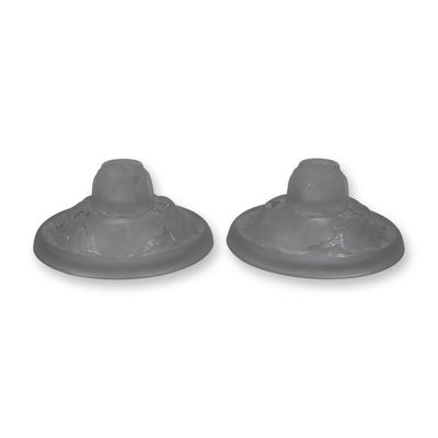 2pc Verlys Crystal Candle Holders with Raised Relief Frosted Leaf Motif